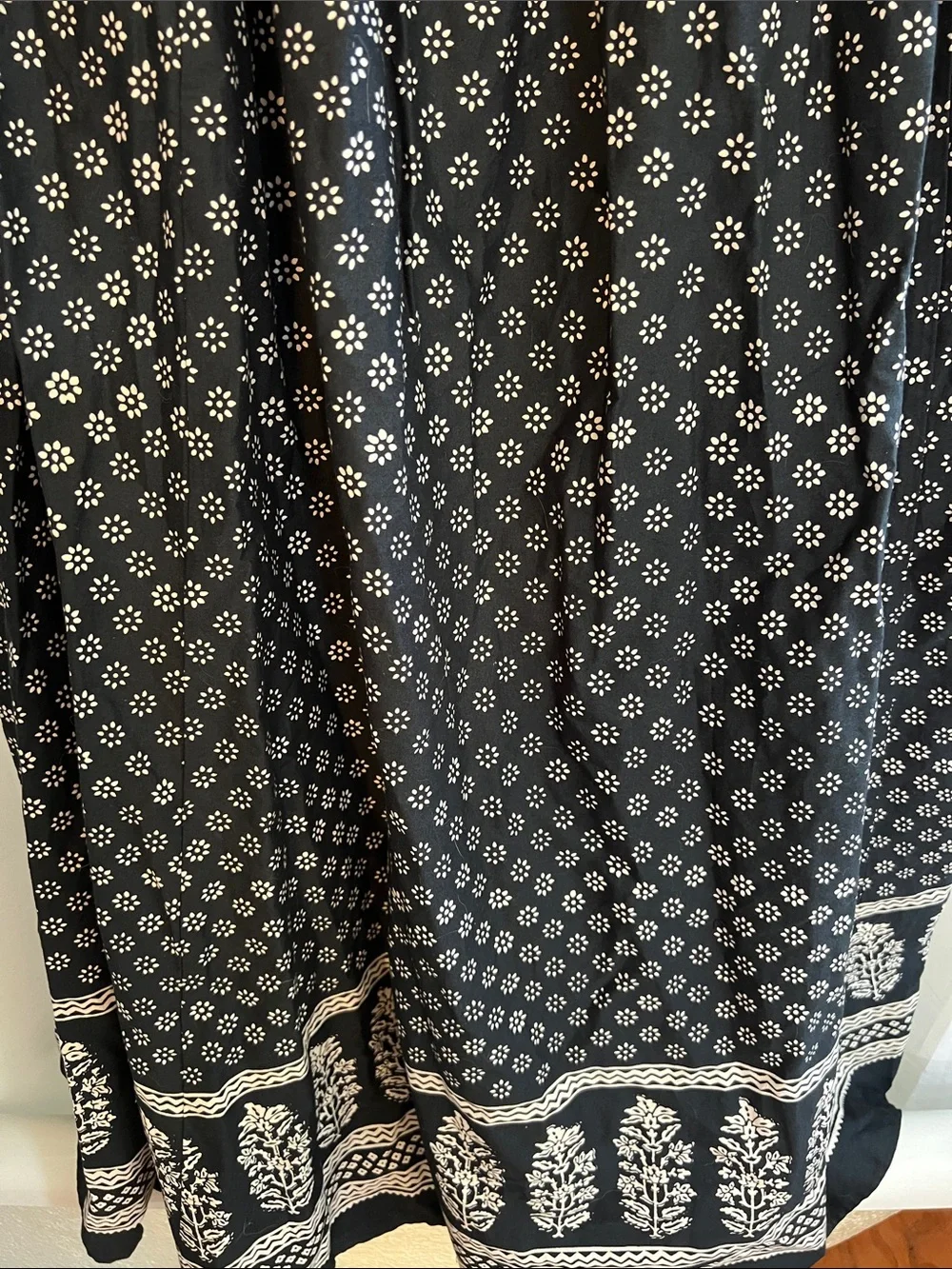 J. Crew Black Cowl Neck Floral Dress with White Print
